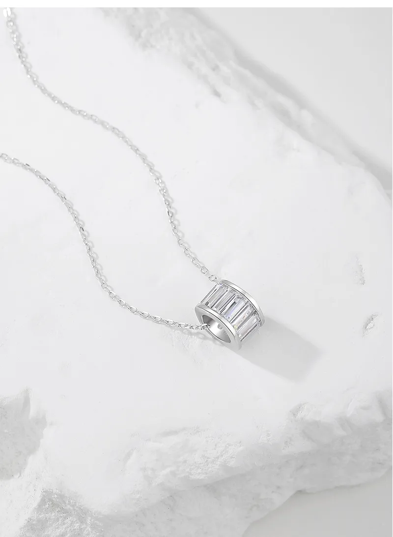 925 Sterling Silver Zircon Cable Chain Polishing Plating Inlay Round Necklace display picture 3
