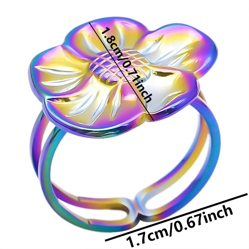 Wholesale Jewelry IG Style Elegant Flower 304 Stainless Steel 18K Gold Plated Plating Open Rings display picture 7