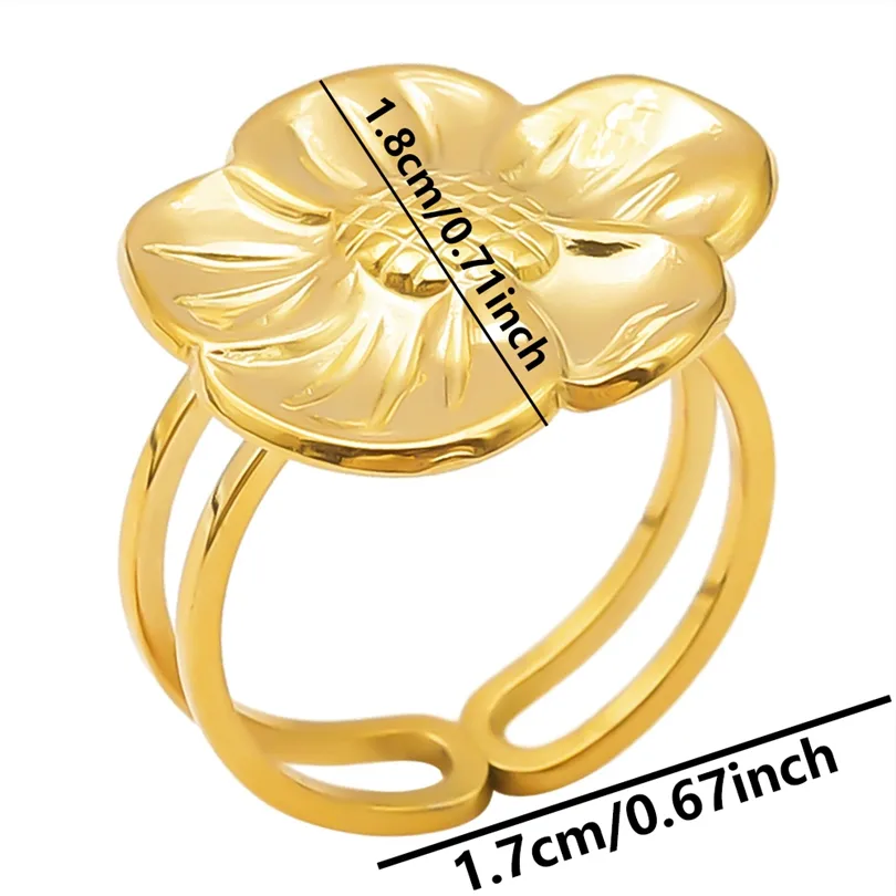 Wholesale Jewelry IG Style Elegant Flower 304 Stainless Steel 18K Gold Plated Plating Open Rings display picture 6