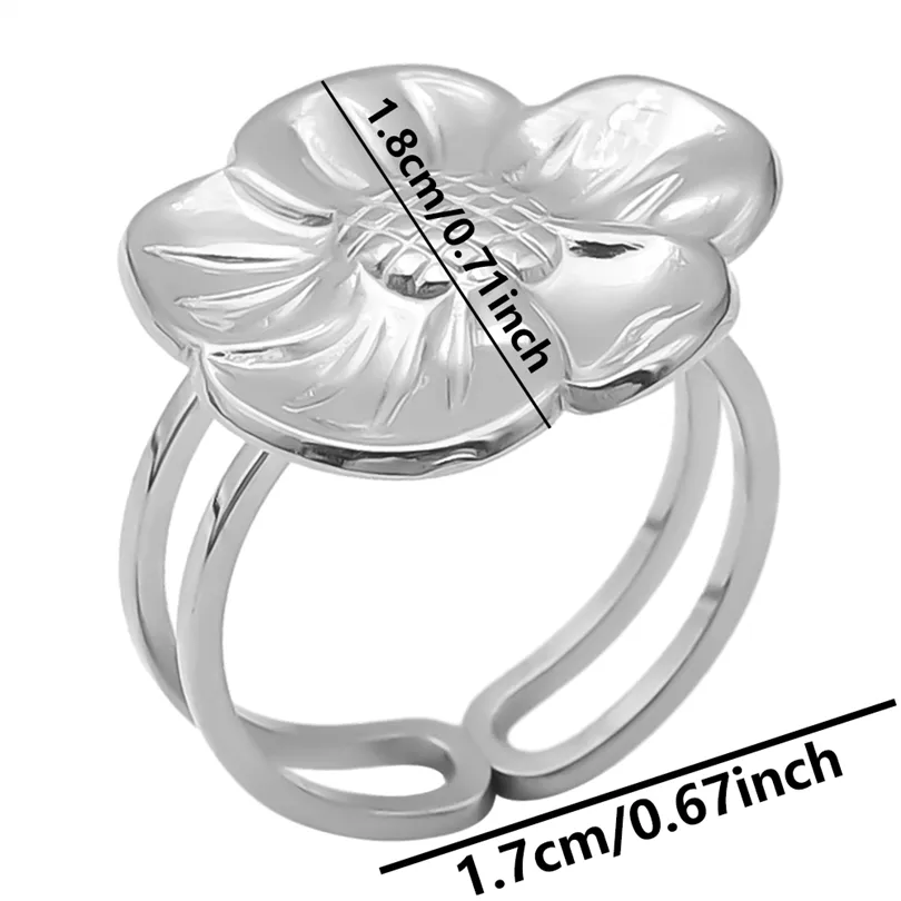 Wholesale Jewelry IG Style Elegant Flower 304 Stainless Steel 18K Gold Plated Plating Open Rings display picture 8