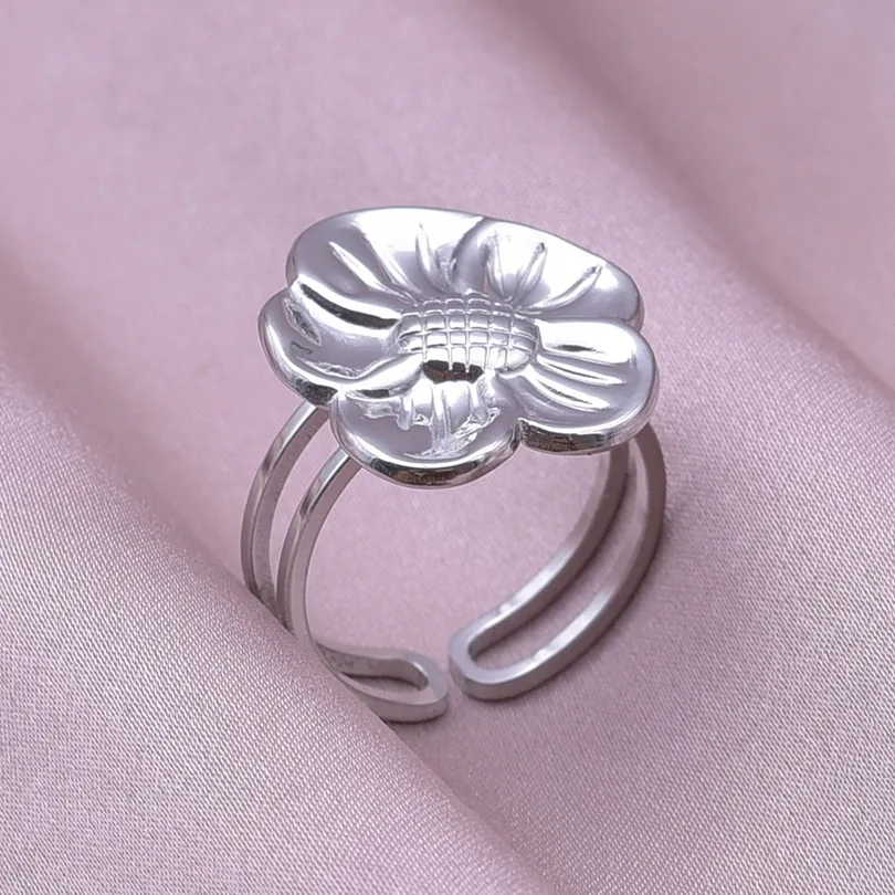 Wholesale Jewelry IG Style Elegant Flower 304 Stainless Steel 18K Gold Plated Plating Open Rings display picture 14
