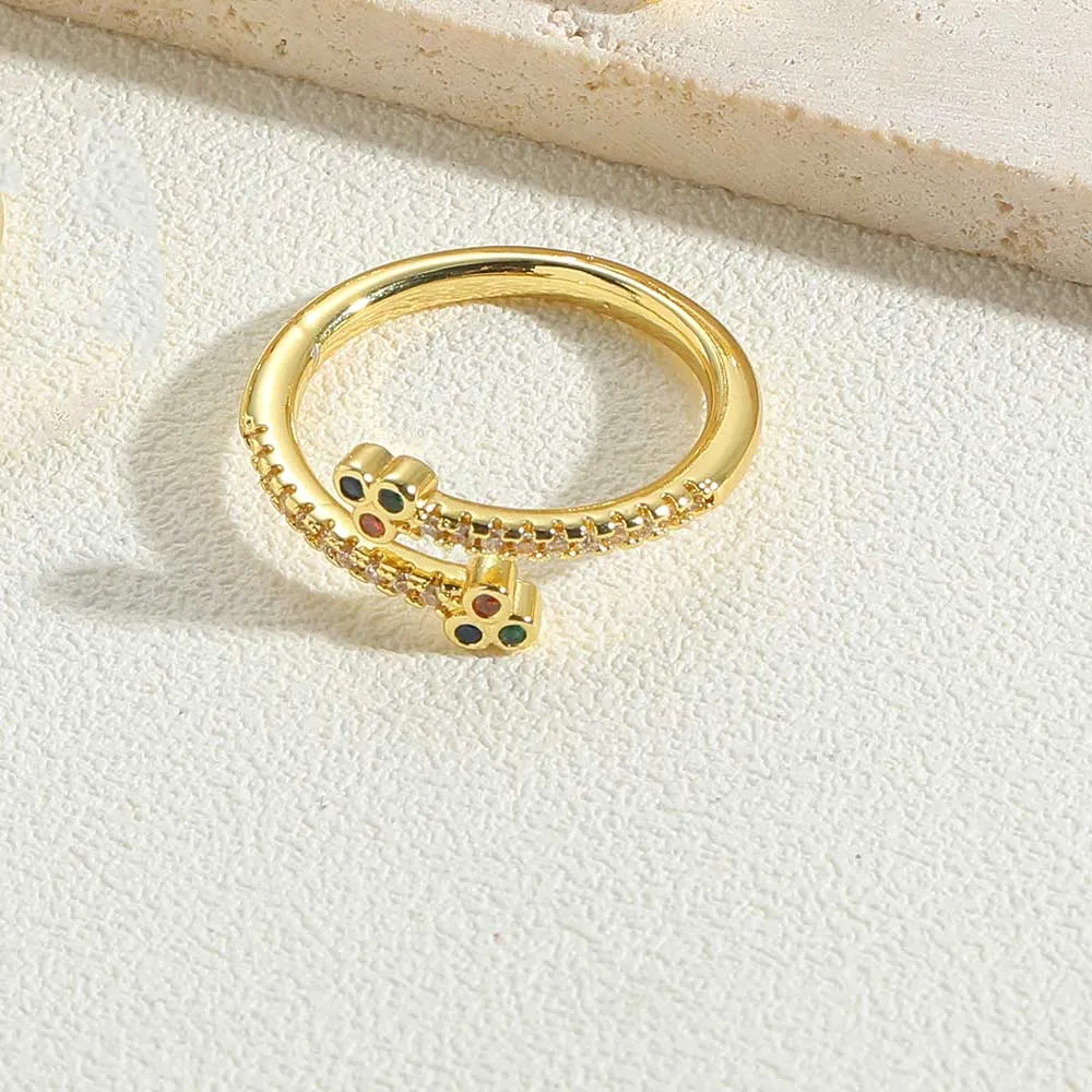 Vintage Style Simple Style Commute Cross Copper Plating Inlay Zircon 14k Gold Plated Open Rings display picture 4