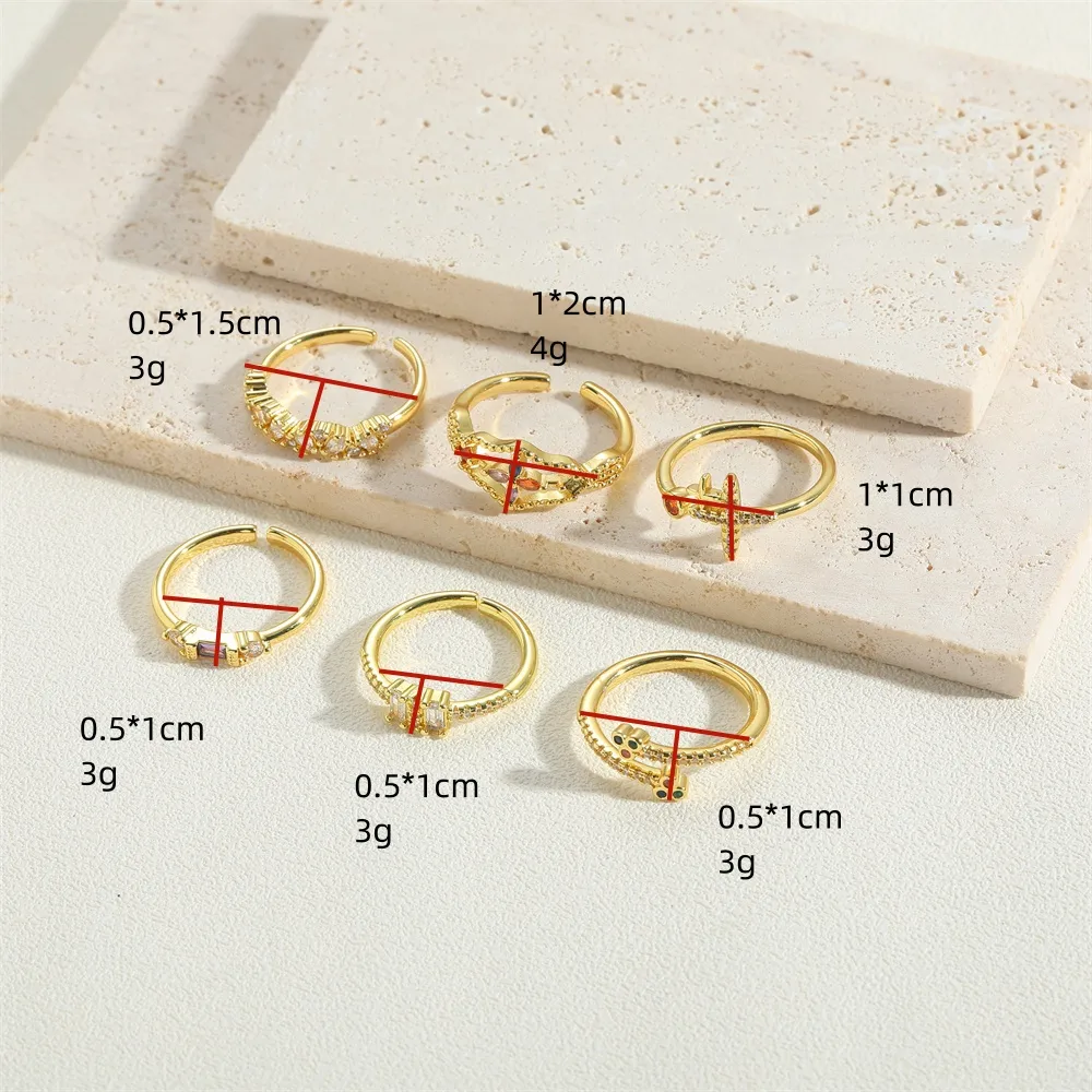 Vintage Style Simple Style Commute Cross Copper Plating Inlay Zircon 14k Gold Plated Open Rings display picture 5