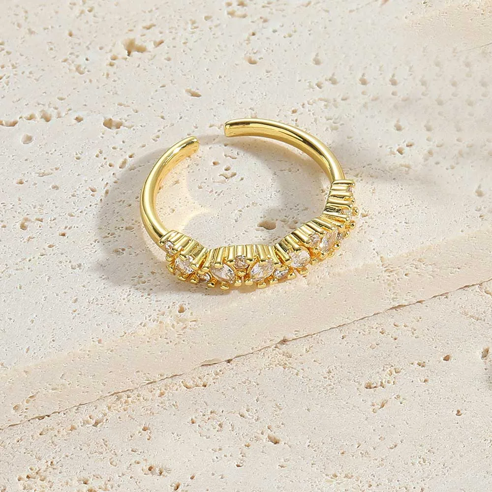 Vintage Style Simple Style Commute Cross Copper Plating Inlay Zircon 14k Gold Plated Open Rings display picture 1