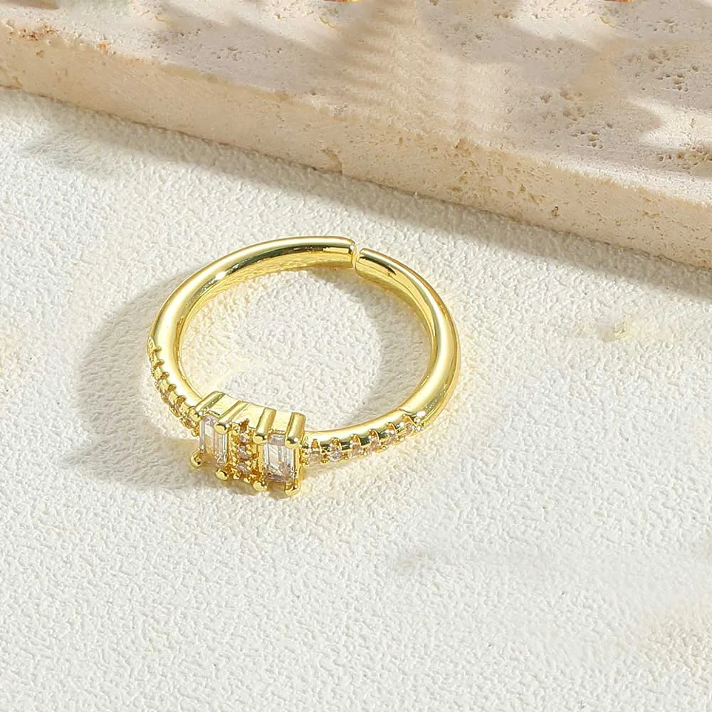 Vintage Style Simple Style Commute Cross Copper Plating Inlay Zircon 14k Gold Plated Open Rings display picture 2