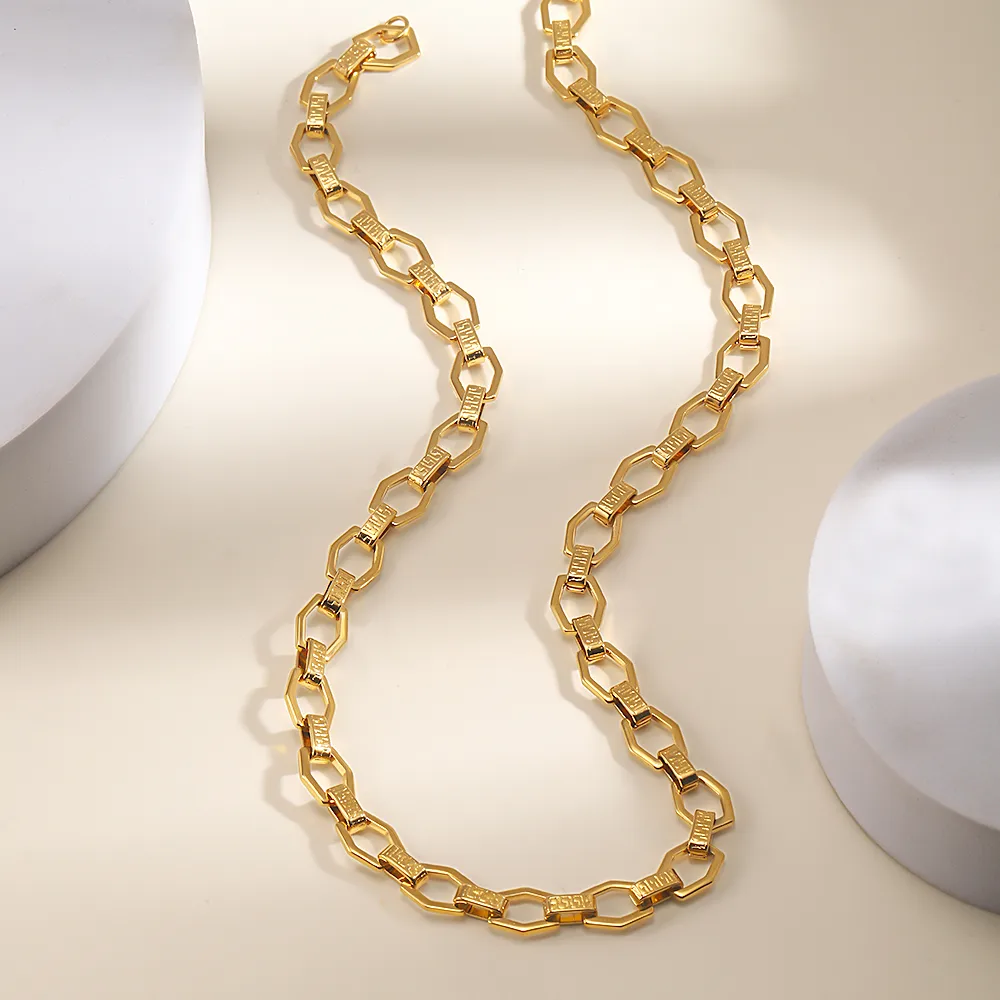 201 Stainless Steel 18K Gold Plated Simple Style Geometric Necklace display picture 3