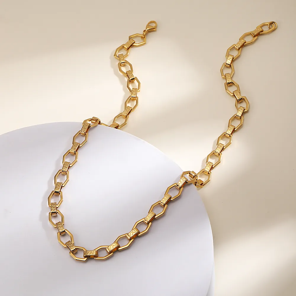 201 Stainless Steel 18K Gold Plated Simple Style Geometric Necklace display picture 2