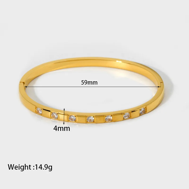 Casual Simple Style Geometric 304 Stainless Steel 18K Gold Plated Zircon Bangle In Bulk display picture 6