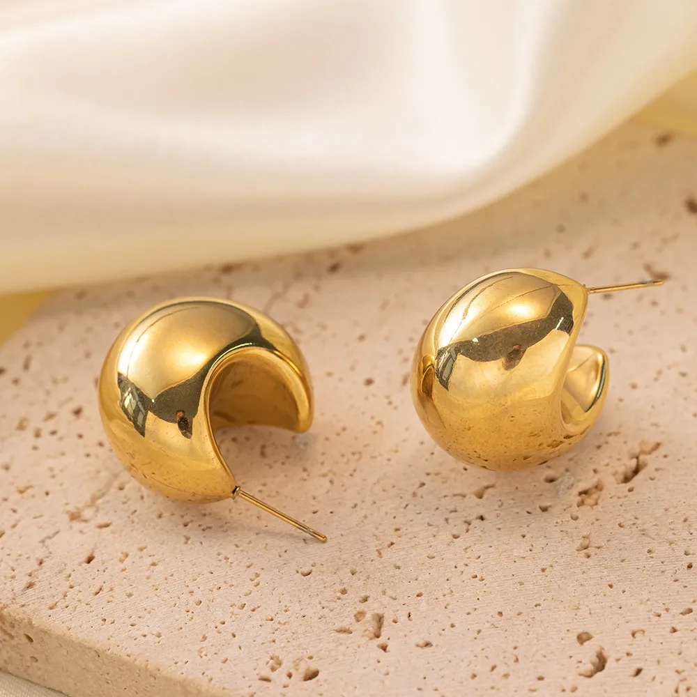 1 Pair Elegant Classic Style Solid Color Plating 304 Stainless Steel 18K Gold Plated Ear Studs display picture 1