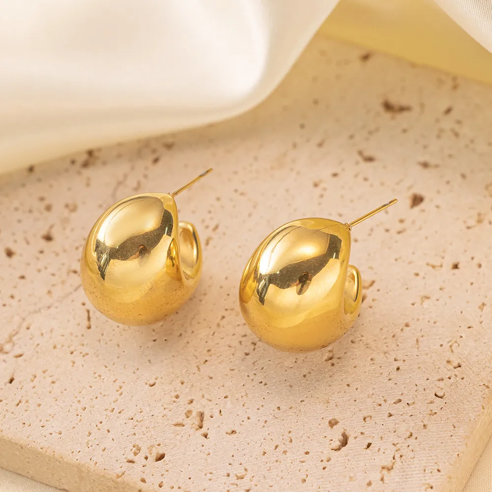 1 Pair Elegant Classic Style Solid Color Plating 304 Stainless Steel 18K Gold Plated Ear Studs display picture 2