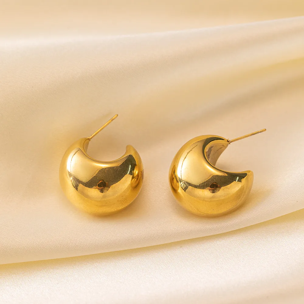 1 Pair Elegant Classic Style Solid Color Plating 304 Stainless Steel 18K Gold Plated Ear Studs display picture 3