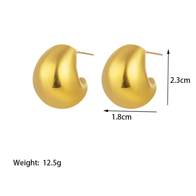 1 Pair Elegant Classic Style Solid Color Plating 304 Stainless Steel 18K Gold Plated Ear Studs display picture 4
