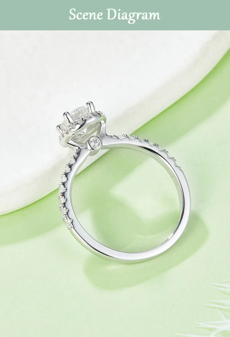925 Sterling Silver Moissanite Oval Rings display picture 6