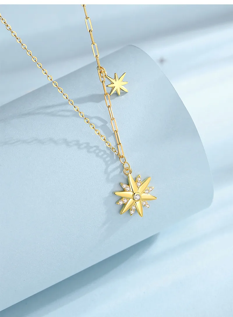 925 Sterling Silver Zircon Cable Chain Plating Inlay Star Pendant Necklace display picture 1