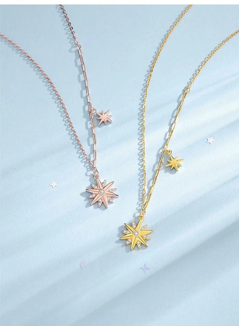 925 Sterling Silver Zircon Cable Chain Plating Inlay Star Pendant Necklace display picture 2