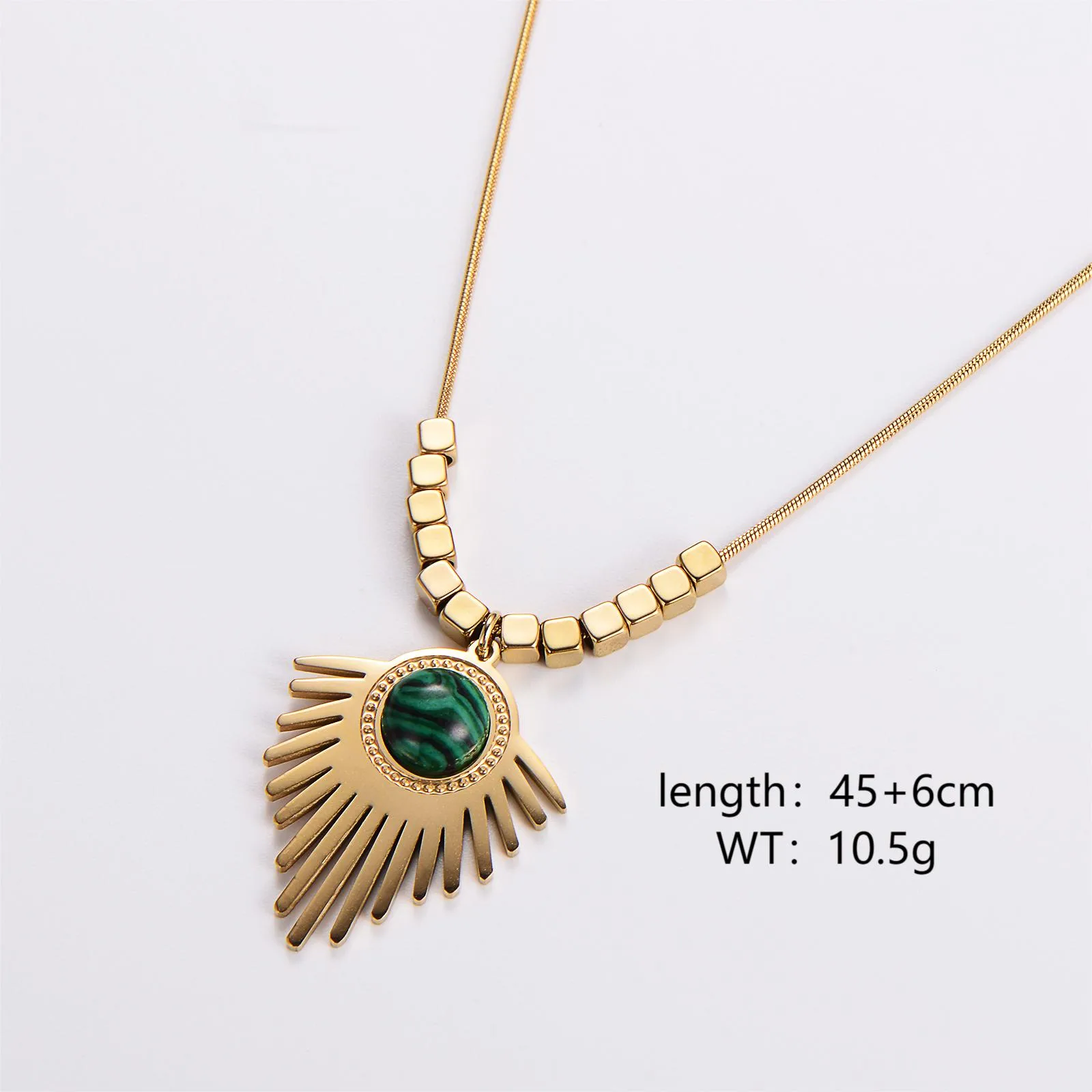 304 Stainless Steel 18K Gold Plated IG Style Retro Beaded Plating Inlay Irregular Turquoise Pendant Necklace display picture 1