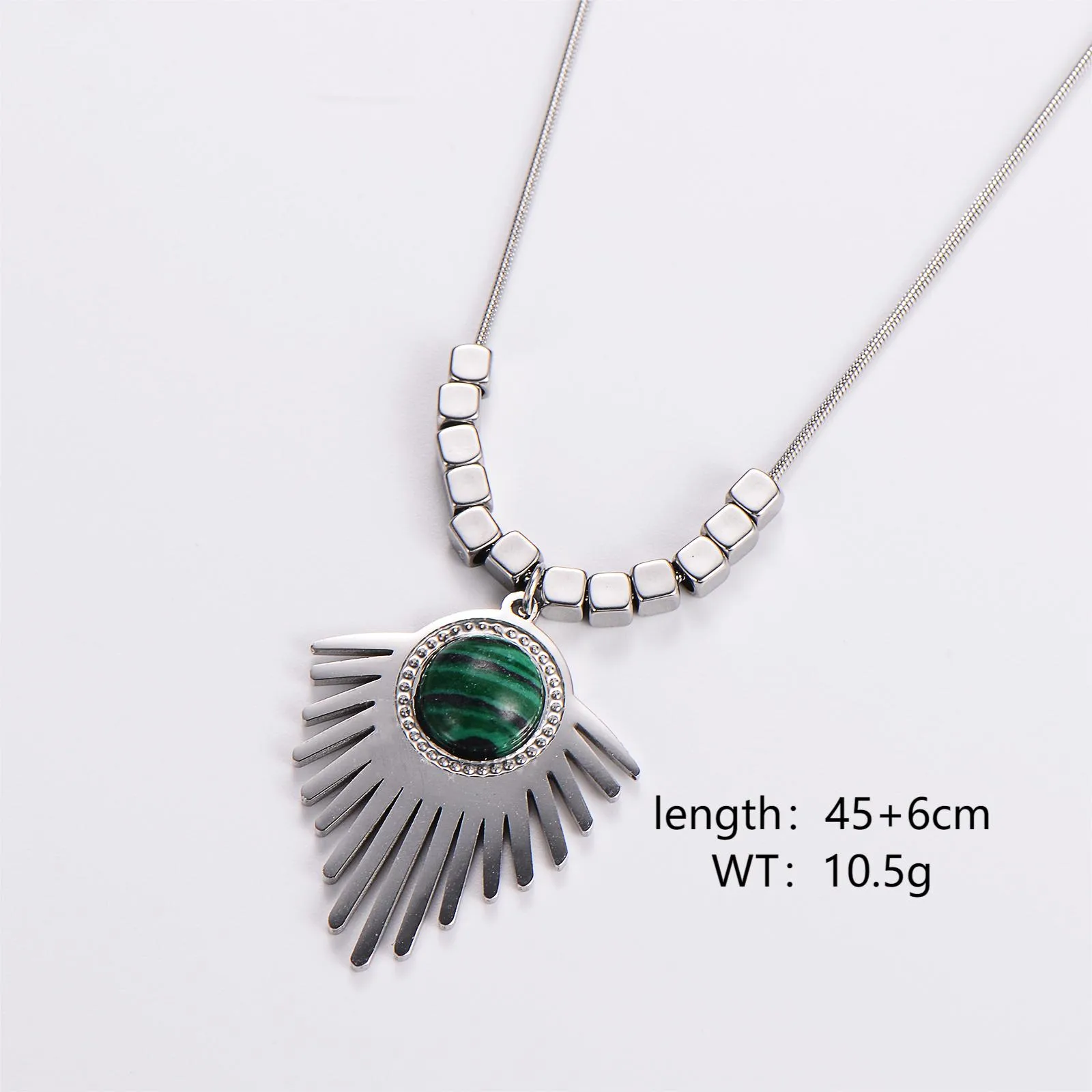 304 Stainless Steel 18K Gold Plated IG Style Retro Beaded Plating Inlay Irregular Turquoise Pendant Necklace display picture 4