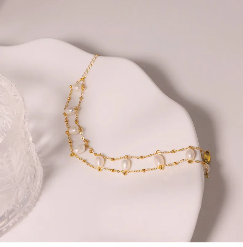 Simple Style Geometric Freshwater Pearl Copper Plating 18k Gold Plated Bracelets display picture 3