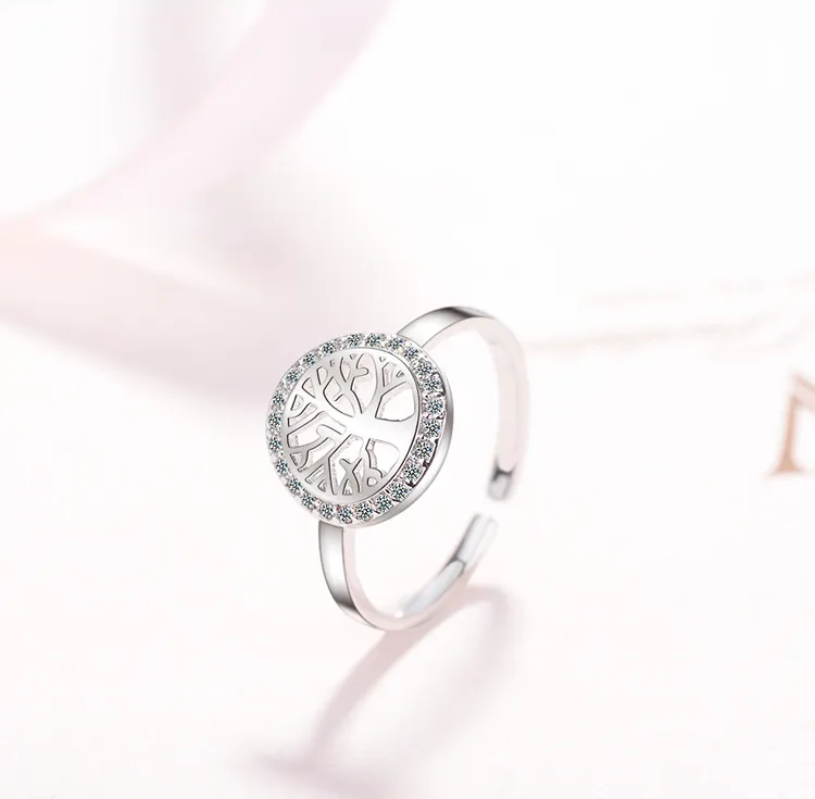 Elegant Simple Style Tree Copper Rhinestones Adjustable Ring display picture 1