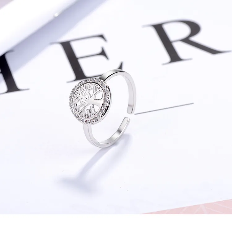 Elegant Simple Style Tree Copper Rhinestones Adjustable Ring display picture 5