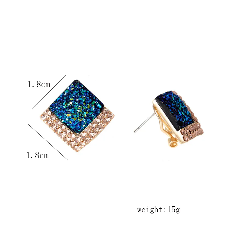 1 Pair Elegant Shiny Rhombus Plating Inlay Alloy Artificial Rhinestones 18k Gold Plated Ear Studs display picture 1