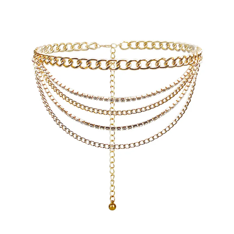 Hip-hop Punk Geometric Metal Plating Inlay Rhinestones Women's Chain Belts display picture 1
