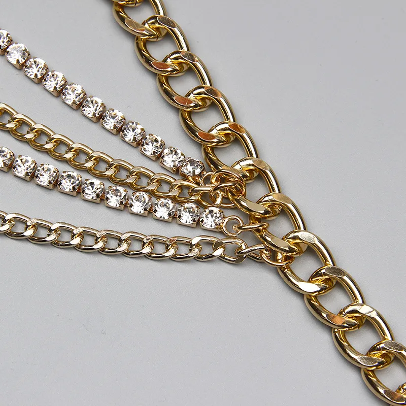 Hip-hop Punk Geometric Metal Plating Inlay Rhinestones Women's Chain Belts display picture 4