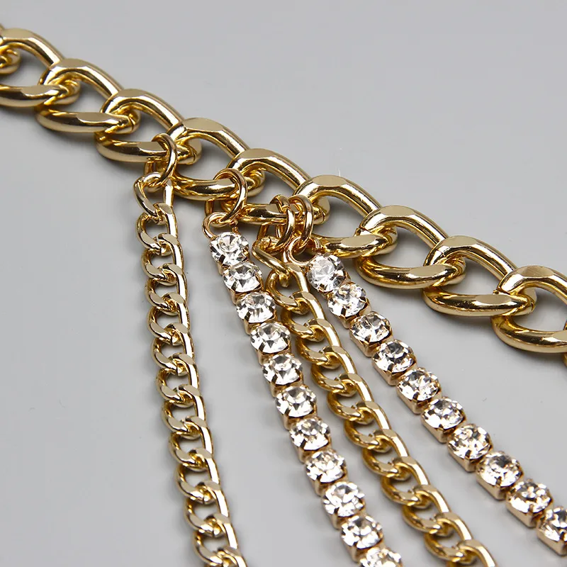 Hip-hop Punk Geometric Metal Plating Inlay Rhinestones Women's Chain Belts display picture 5