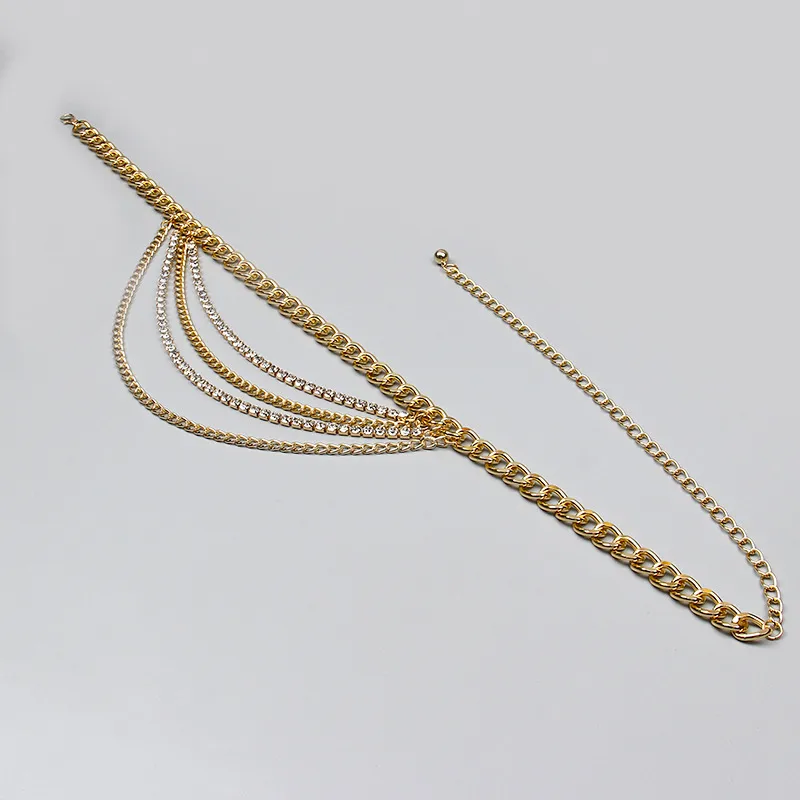 Hip-hop Punk Geometric Metal Plating Inlay Rhinestones Women's Chain Belts display picture 6