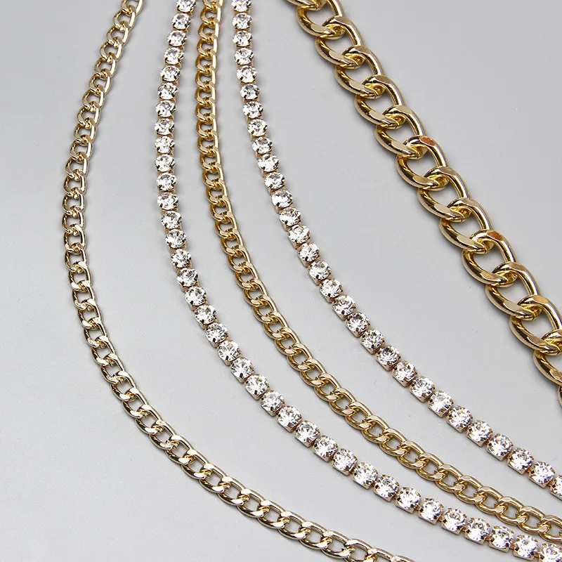 Hip-hop Punk Geometric Metal Plating Inlay Rhinestones Women's Chain Belts display picture 7