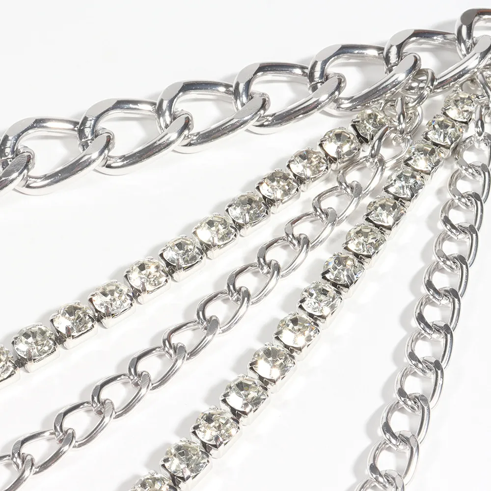 Hip-hop Punk Geometric Metal Plating Inlay Rhinestones Women's Chain Belts display picture 9