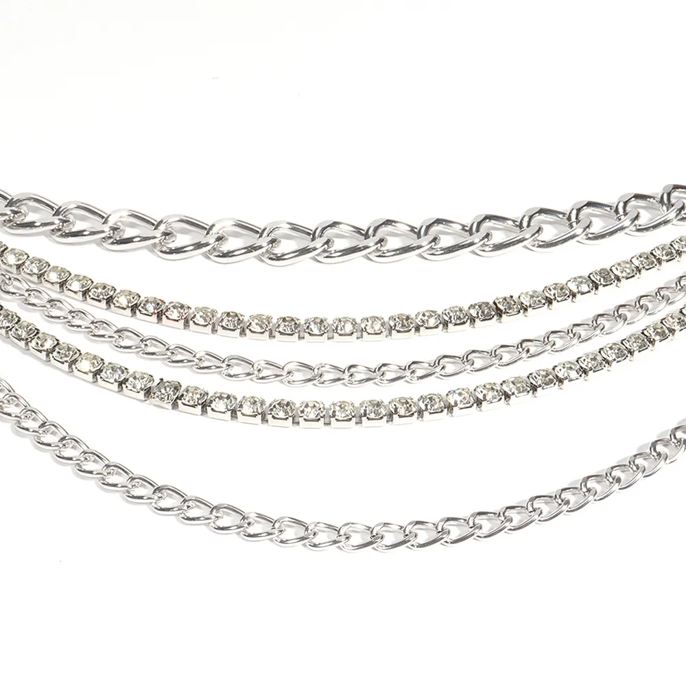 Hip-hop Punk Geometric Metal Plating Inlay Rhinestones Women's Chain Belts display picture 10