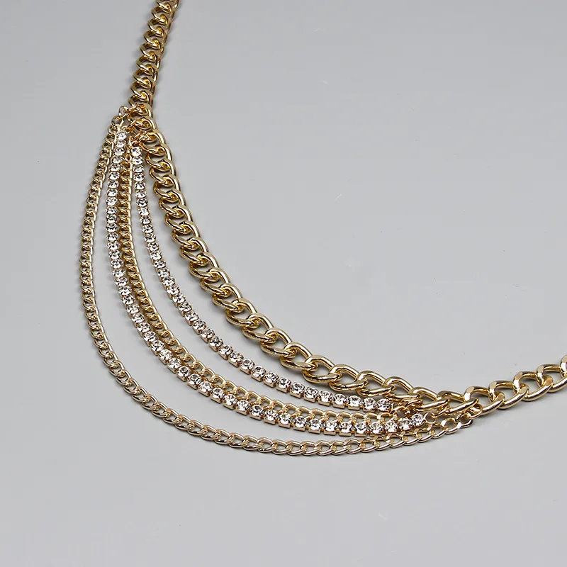 Hip-hop Punk Geometric Metal Plating Inlay Rhinestones Women's Chain Belts display picture 11