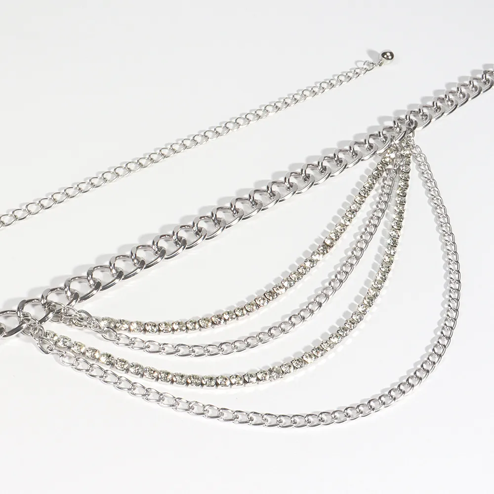 Hip-hop Punk Geometric Metal Plating Inlay Rhinestones Women's Chain Belts display picture 12