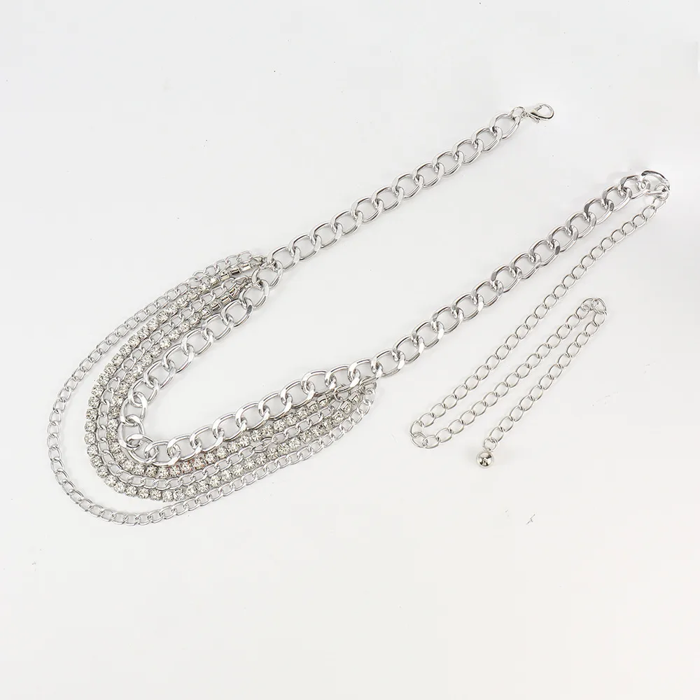 Hip-hop Punk Geometric Metal Plating Inlay Rhinestones Women's Chain Belts display picture 13