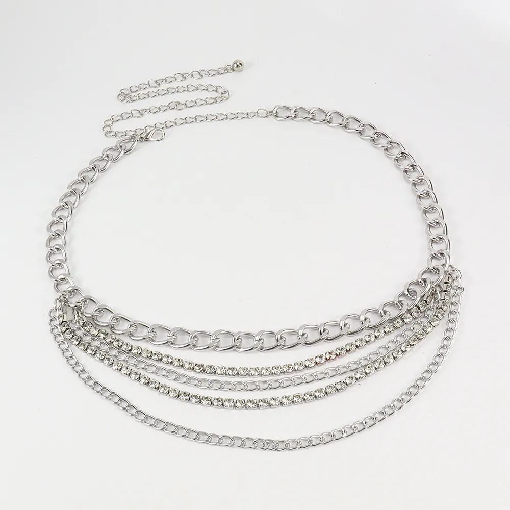 Hip-hop Punk Geometric Metal Plating Inlay Rhinestones Women's Chain Belts display picture 14