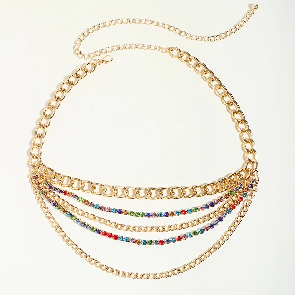 Hip-hop Punk Geometric Metal Plating Inlay Rhinestones Women's Chain Belts display picture 15