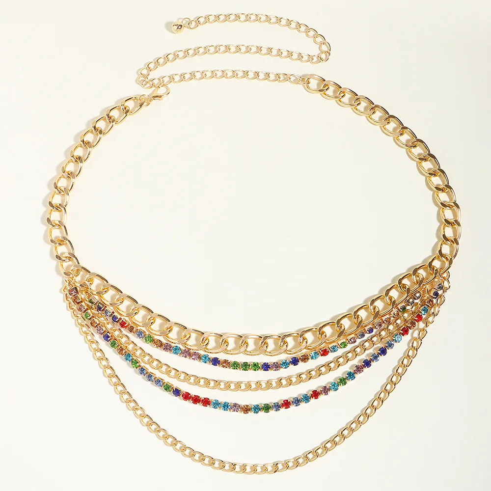 Hip-hop Punk Geometric Metal Plating Inlay Rhinestones Women's Chain Belts display picture 16
