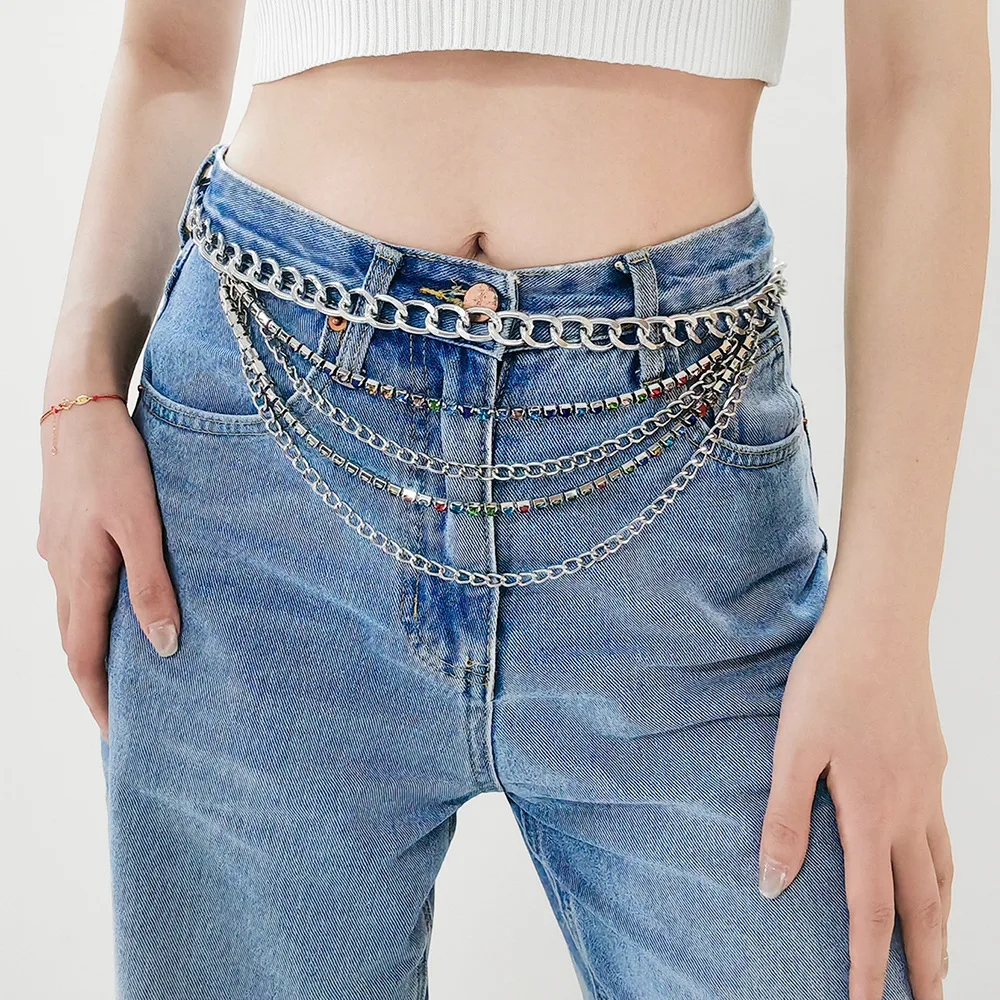 Hip-hop Punk Geometric Metal Plating Inlay Rhinestones Women's Chain Belts display picture 23