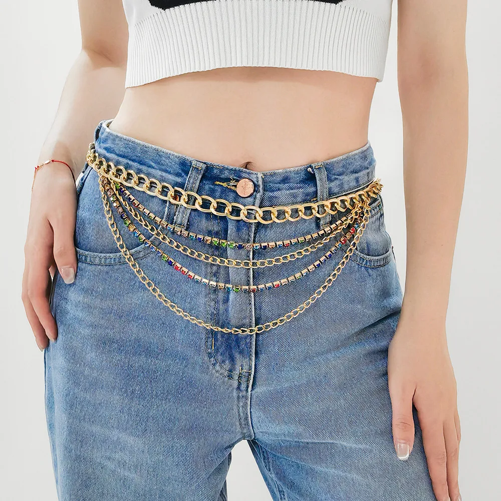Hip-hop Punk Geometric Metal Plating Inlay Rhinestones Women's Chain Belts display picture 26