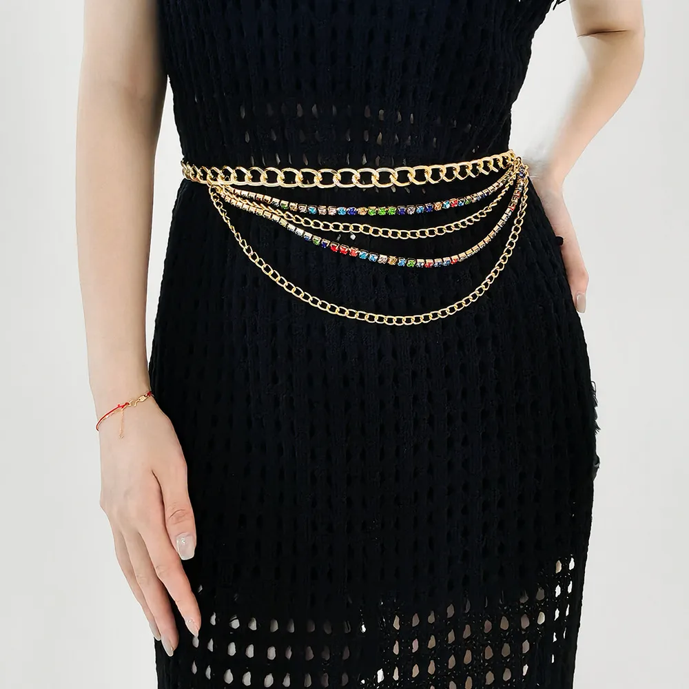 Hip-hop Punk Geometric Metal Plating Inlay Rhinestones Women's Chain Belts display picture 27