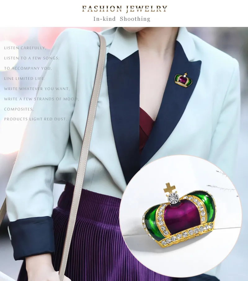 Retro Crown Alloy Inlay Rhinestones Unisex Brooches display picture 5