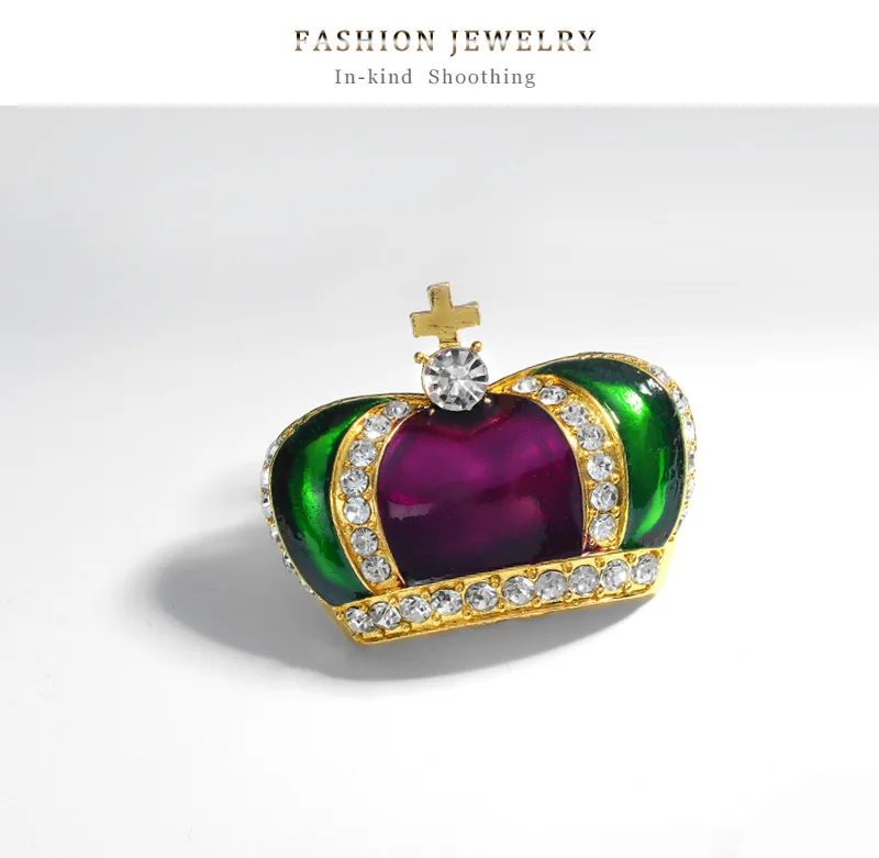 Retro Crown Alloy Inlay Rhinestones Unisex Brooches display picture 7