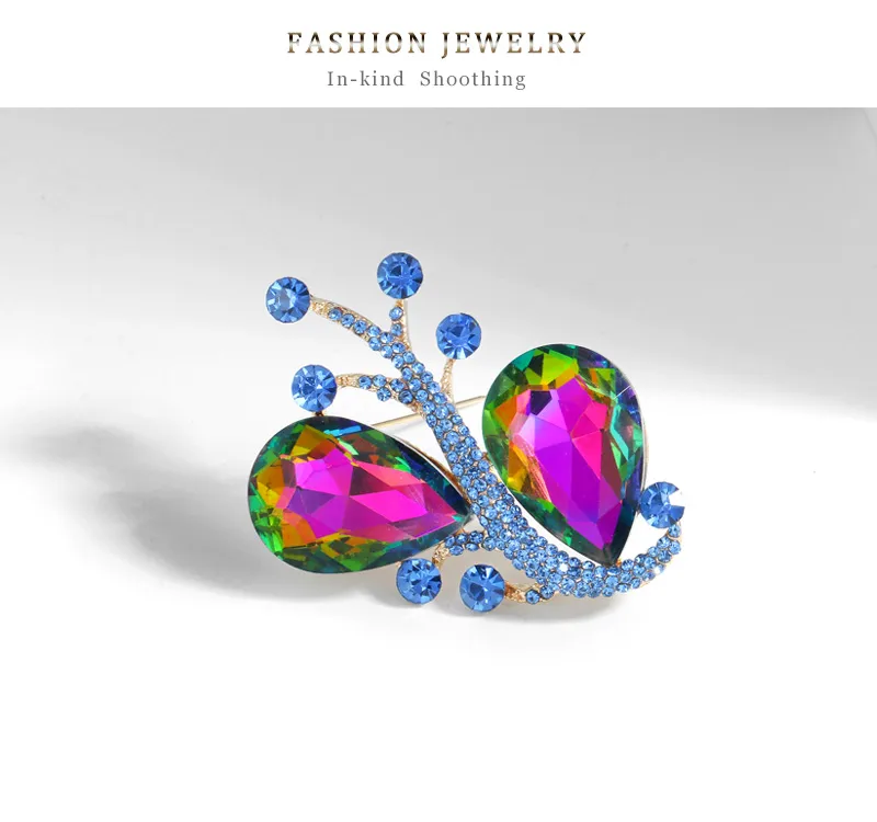 Retro Water Droplets Alloy Inlay Rhinestones Glass Women's Brooches display picture 2