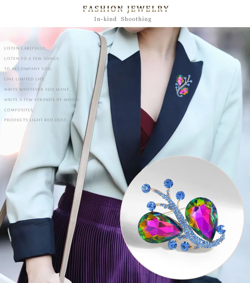 Retro Water Droplets Alloy Inlay Rhinestones Glass Women's Brooches display picture 7