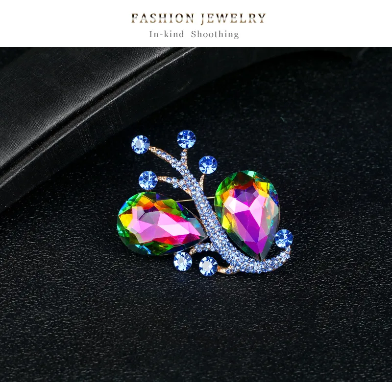 Retro Water Droplets Alloy Inlay Rhinestones Glass Women's Brooches display picture 8