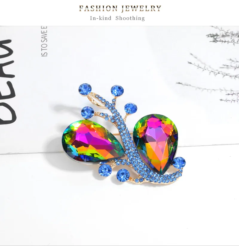 Retro Water Droplets Alloy Inlay Rhinestones Glass Women's Brooches display picture 6