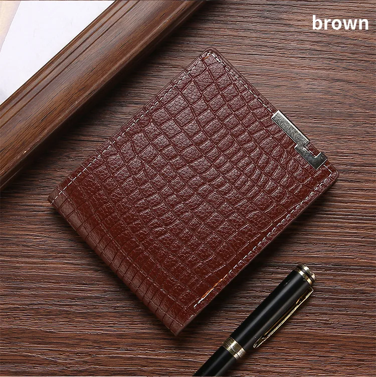 Men's Plaid Solid Color Pvc Open Wallets display picture 3
