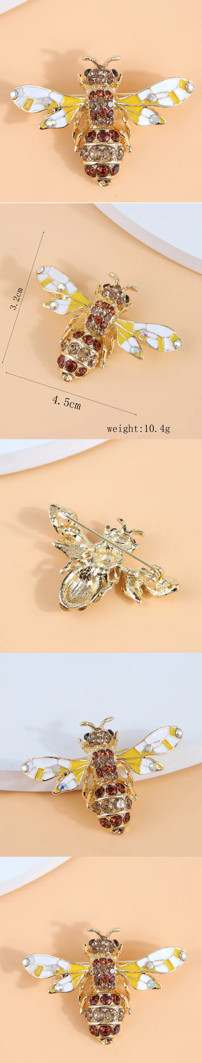 Retro Bee Alloy Inlay Rhinestones Women's Brooches 1 Piece display picture 1
