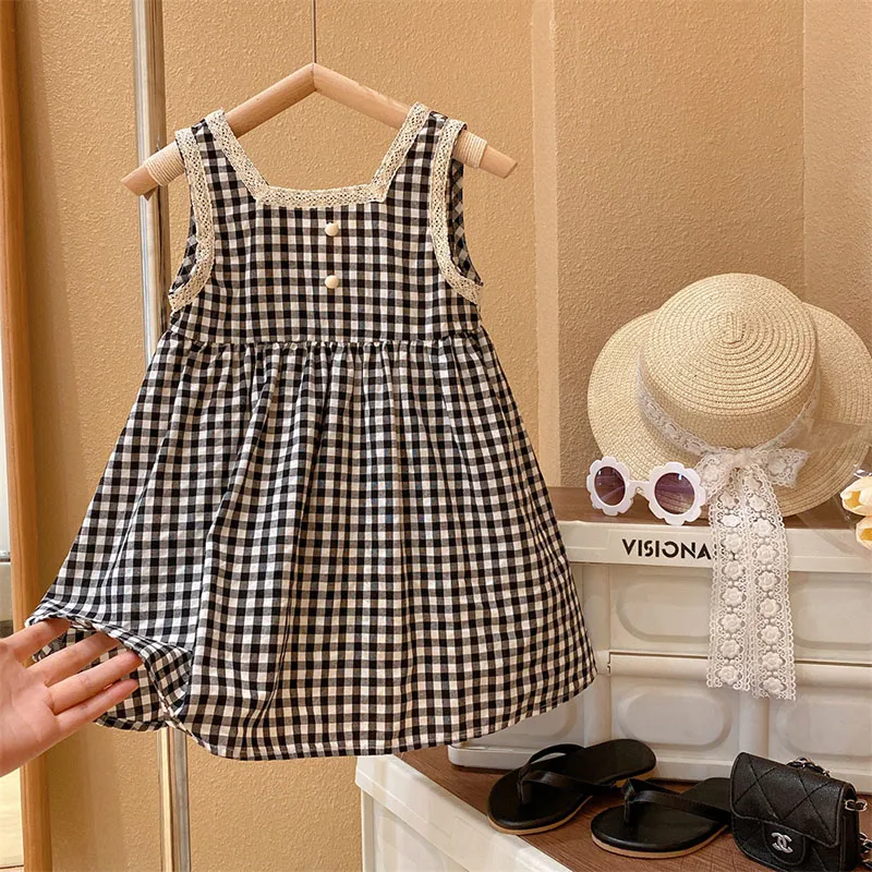 Casual Plaid Cotton Girls Dresses display picture 1
